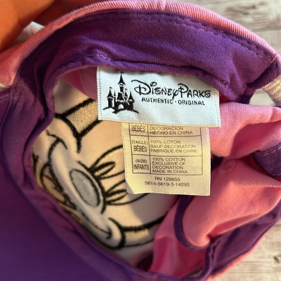 Disney Minnie Mouse Infant Toddler Purple Pink Baseball Hat with Bow and Ears - Picture 5 of 5